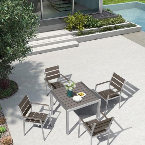 Hotel Garden Dining Furniture Modern All Weather Durable Aluminum Table And Chair Set