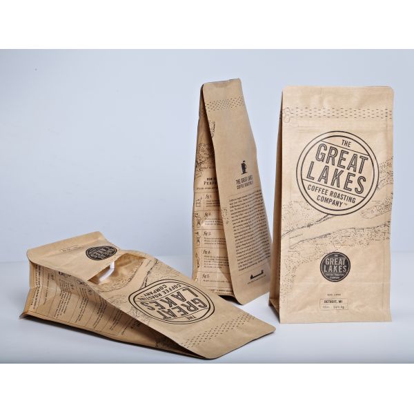 Eco Friendly Coffee Bean Packaging Pouch Compostable Recyclable With Pull Tab Ziplock