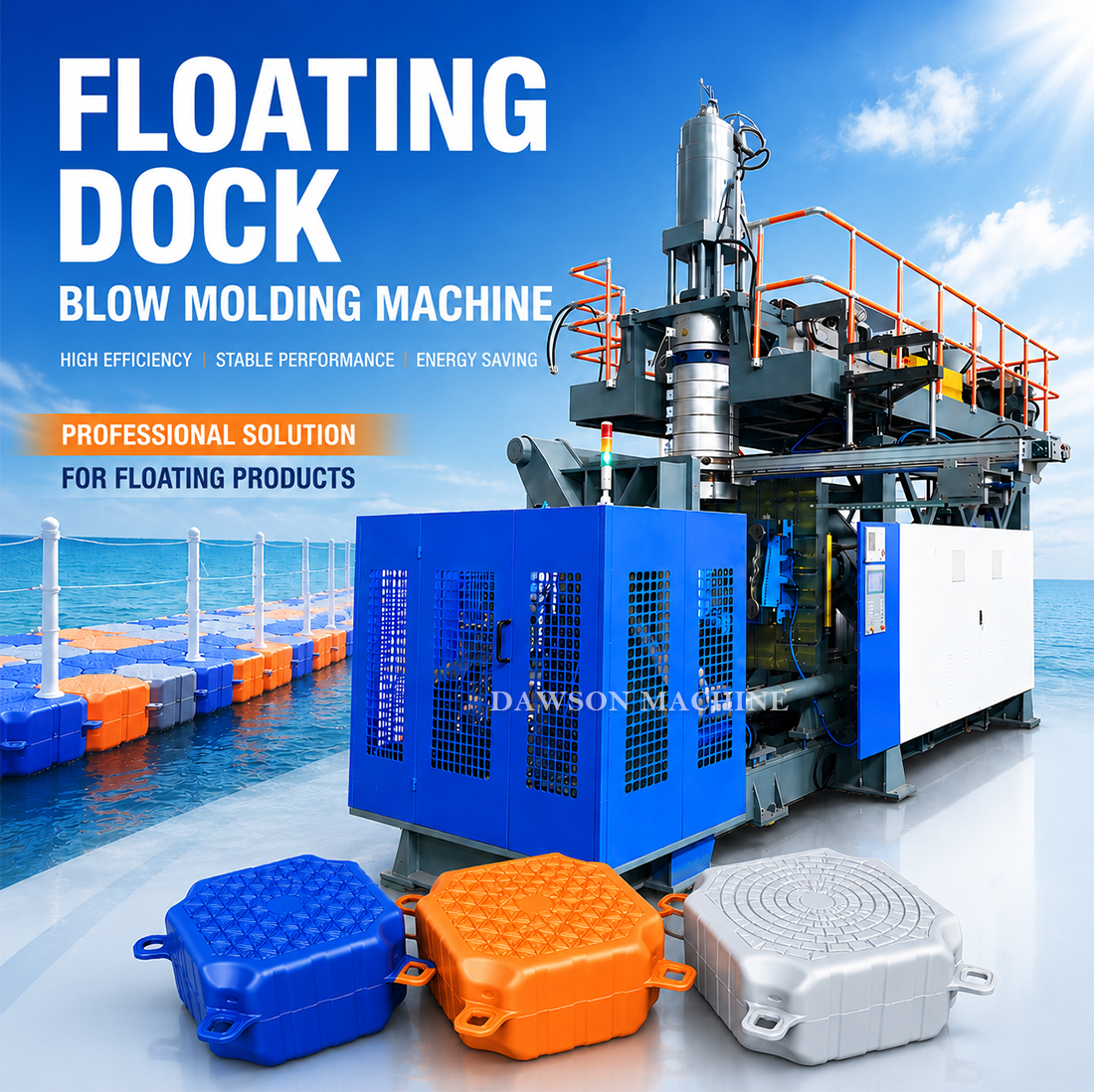Automatic HDPE Extrusion Blow Molding Machine for Floating Cube Production with 200 kg/h Output