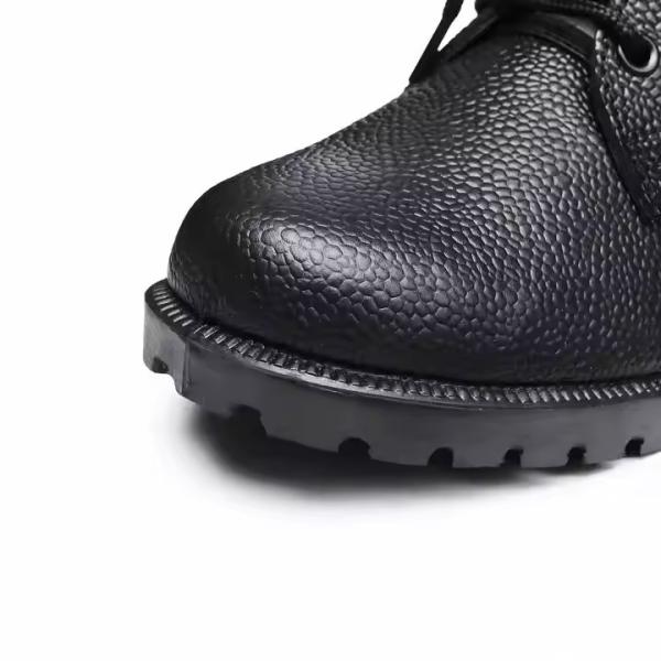 Calçado tático uniforme personalizado Botas de couro de cor preta com Geinuen Calçados de treinamento de couro Botas pretas