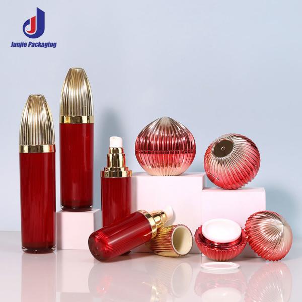 Translucent Stripe Design Plastic Acrylic Lotion Pump Bottle and Cream Jar for Logo Acceptable Skincare Cosmetic Packaging