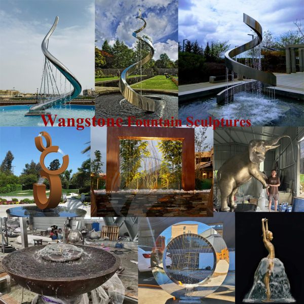 Water Fountain Outdoor Stainless Steel Polished Infinity Loop Large-scale Fountain Sculpture