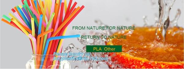 PLA Plant Based, Individual Wrap, Cocktail Drinking Straw, Eco Friendly, Corn Starch, Flexi, Spoon, Fork, Cultery