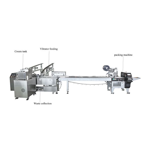 Chocolate Biscuit Sandwiching Machine High Efficiency Pillow Packaging Machine