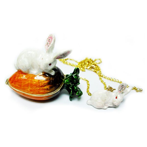 Fairy Rabbit Enameled Trinket Box Bunny Jewelry Box Pewter Rabbit Jewelry Trinket Box Gifts Cony Trinket Box Ring Holder