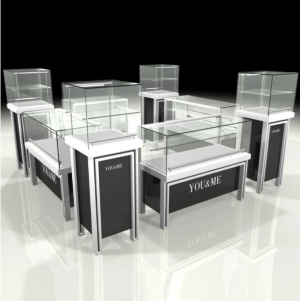 Fashion Metal Jewelry Display Showcase / Retail Glass Display Cabinet Custom Logo