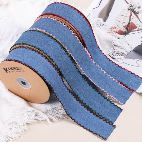 Décoration de vêtements Jeans ruban 38mm double face bord tissé