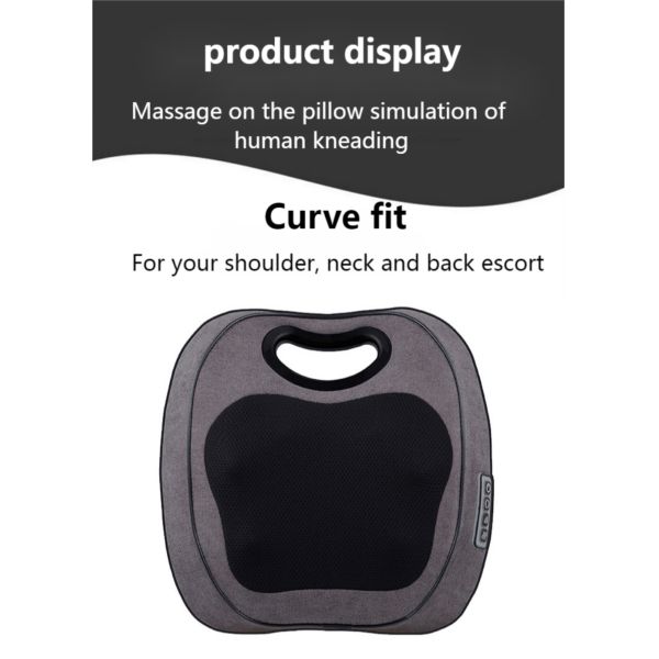 Electric Deep Shiatsu Neck Shoulder Back Massage Pillow with Rolling Kneading Heat 8W Massager