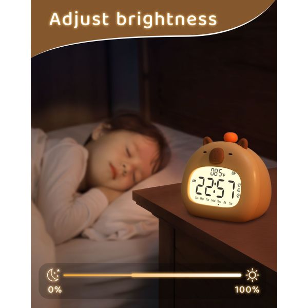 Quartz Motivity Capybara Clock and Unique Design for Kids' Fashion Bedroom Table