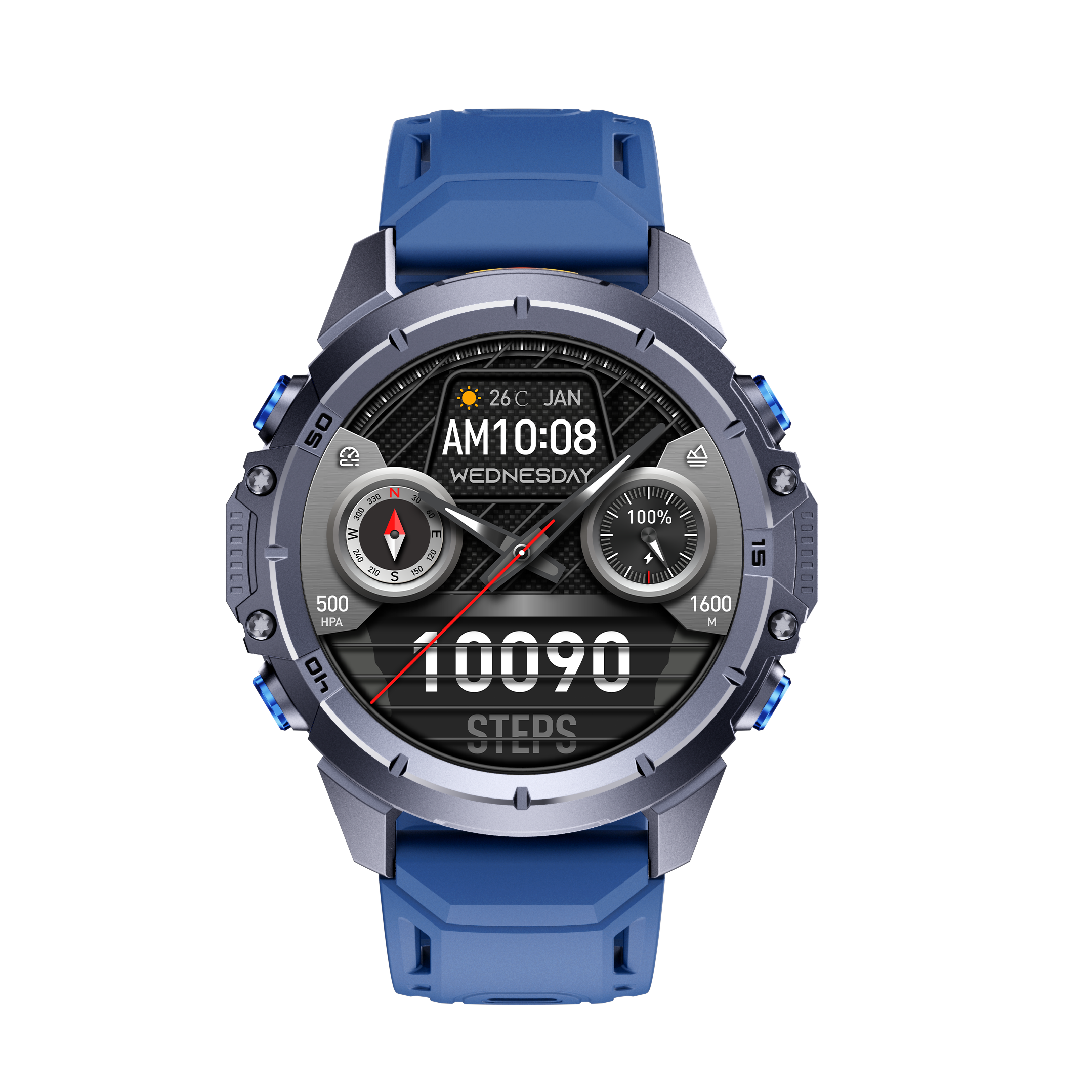 KW352 Outdoor GPS Smartwatch With Dual-Color Flashlight Bluetooth Intercom