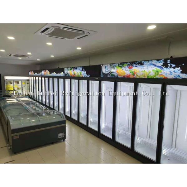 Vertical 5 Layer R290 Commercial Glass Door Freezer Showcase