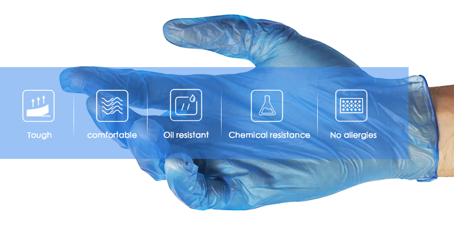 Durable Powdered Vinyl Gloves Easy Donning Latex Free Powdered Gloves 4 Mil