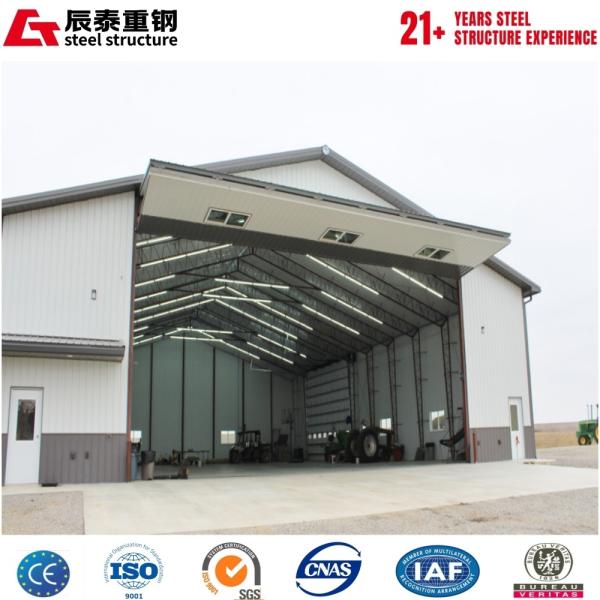 Large span space hot-rolled galvanized steel structure hangar building with Q355B quality