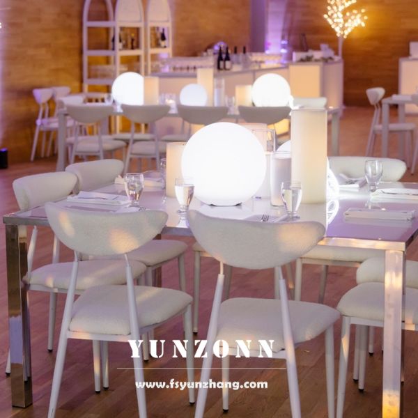 French Style Modern Cream White Indoor Leather Dining Room Chair for Wedding Hotel Cafe Restaurant