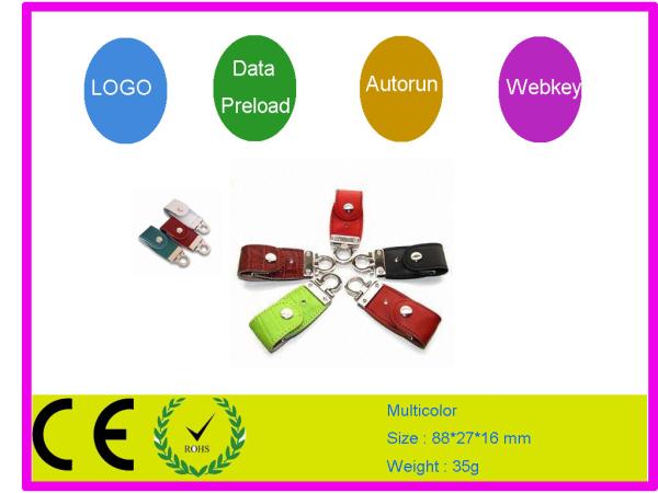 Nueva memoria USB AT-030C del cuero de la llegada