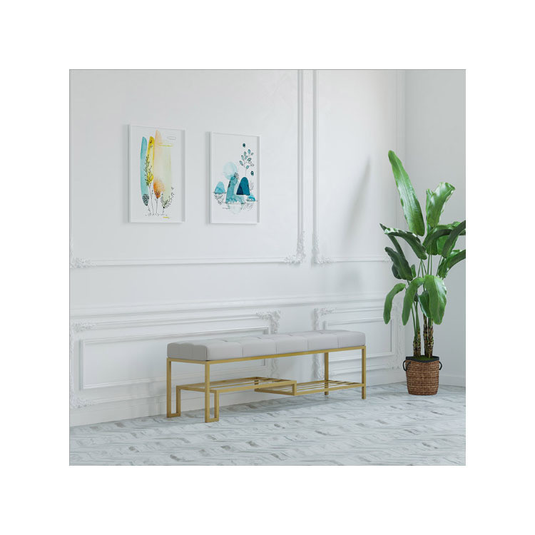 Versatile Long Bench Cushion Shoes Storage Rack for Entrance and Outdoor Environment