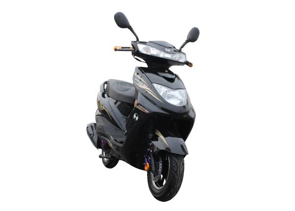 Black Gas Motor Scooter , 125cc Moped Motor Scooter Rear Mounted Storage Trunk