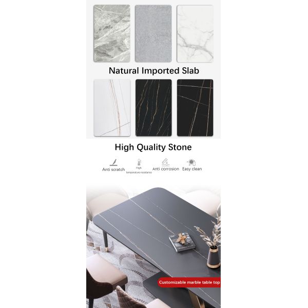 OEM Black Dining Table Marble Onyx Modern Furniture