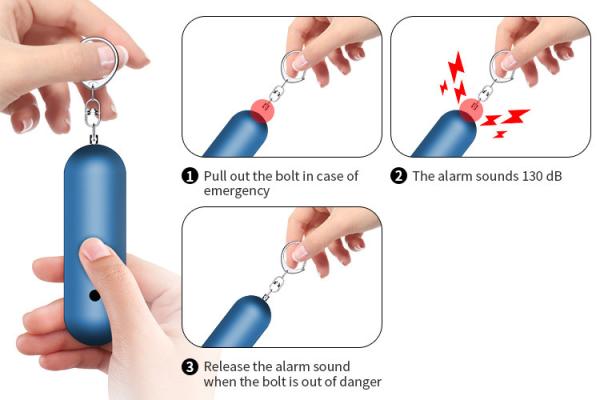Safe Sound Personal Alarm Siren Keychain With Led Flashlights For Women Girls Kids Elderly