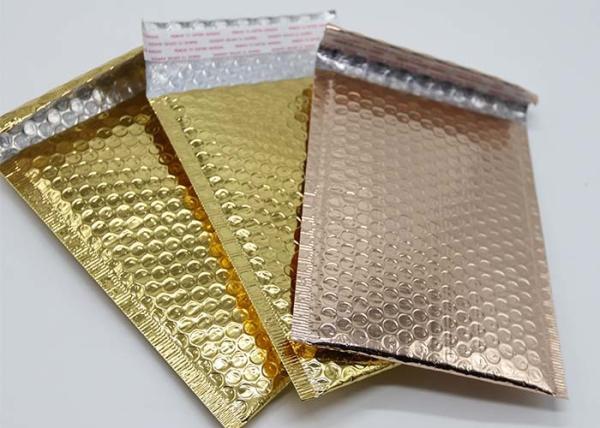 Rose Gold Metallic Bubble Wrap Mailing Envelopes 6x10 Light Weight For Shipping
