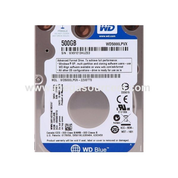 2.5 Western Digital Blue WD5000LPVX 500GB 5400 RPM 8MB SATA Laptop Hard Drive