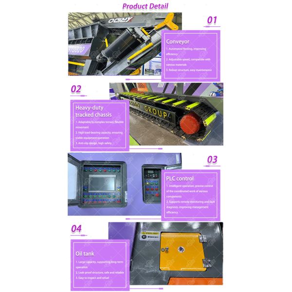 55 kW Power Double Shaft Design Crawler Mobile Shredder with 360° Steering for Construction Waste Recycling