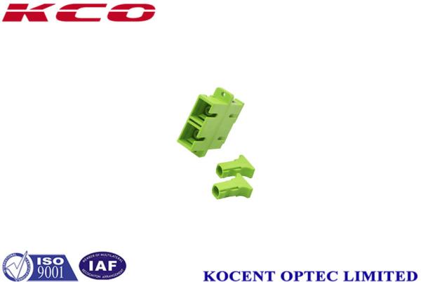 Green Fiber Optic Adapter SC/UPC With Flange, With Dust Cap, Duplex