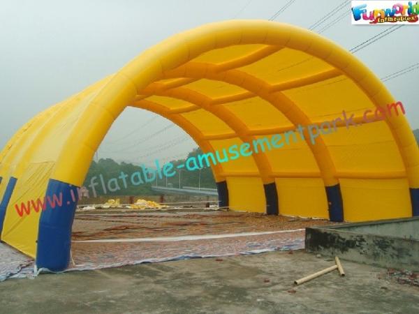 Barraca inflável apertada do partido do ar impermeável para o amarelo da exposição do casamento