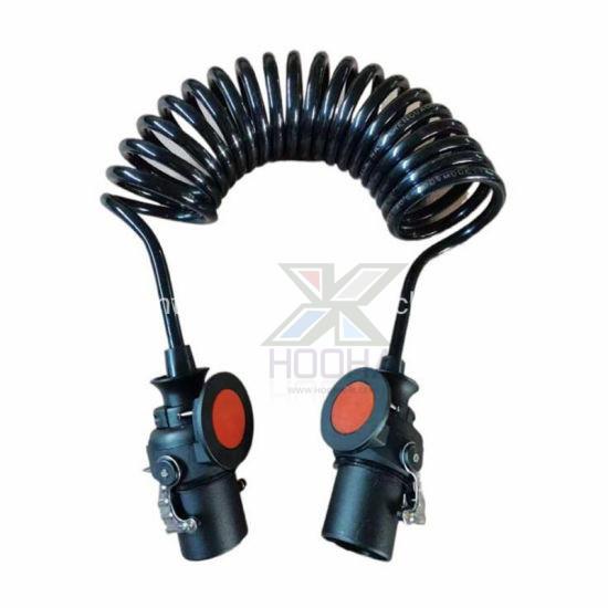 7Pin Connector Spring Trailer Cable Wire Harness , 5V Electrical Cable Harness