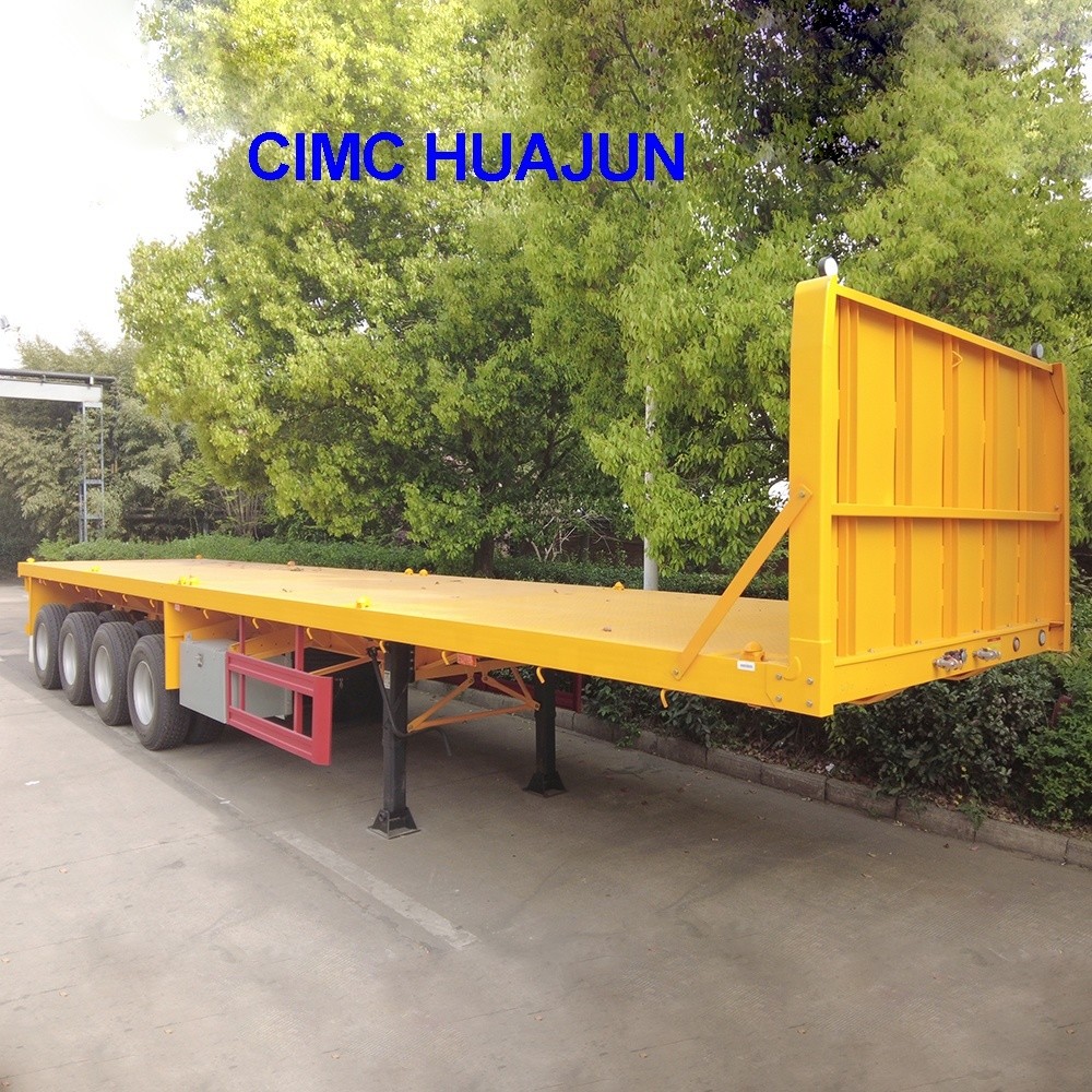 Long Distance Transportation 4 Axles Heavy Duty Flatbed Semi Trailer Truck and 12 Twist Locks