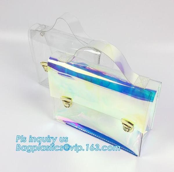 beach bag pvc handbag for women, Full Chevron Prints PVC Lady Shoulder Handbag With Interior Pocket, pvc, tpu, eva bags