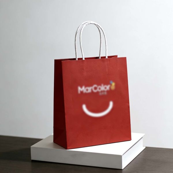 Red Custom Kraft Paper Bags Eco Friendly Kraft Gift Bags Sturdy