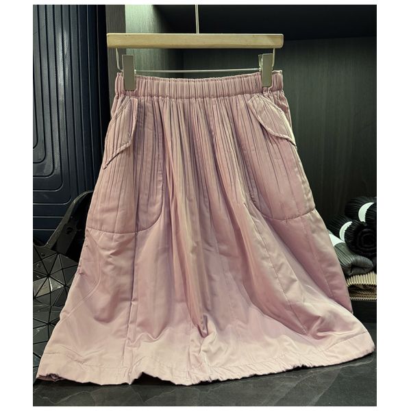 High-end Elegant Temperament Solid Color Quilted Half Skirt Women Autumn Winter New Thickened Slimming Versatile A-line Natural