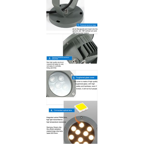 LED Projection Spotlight Waterproof Round Floor Lamp Plug-in Outdoor Lawn Villa Garden Lamps