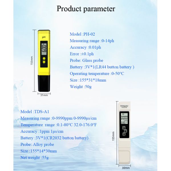 ODM Supported High Accuracy Pen Type pH TDS Meter with Temperature and TDS Measurement