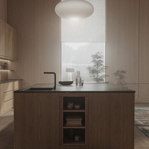 Fabricant de style moderne Ensemble complet Designs complets Armoires de cuisine en bois minimaliste
