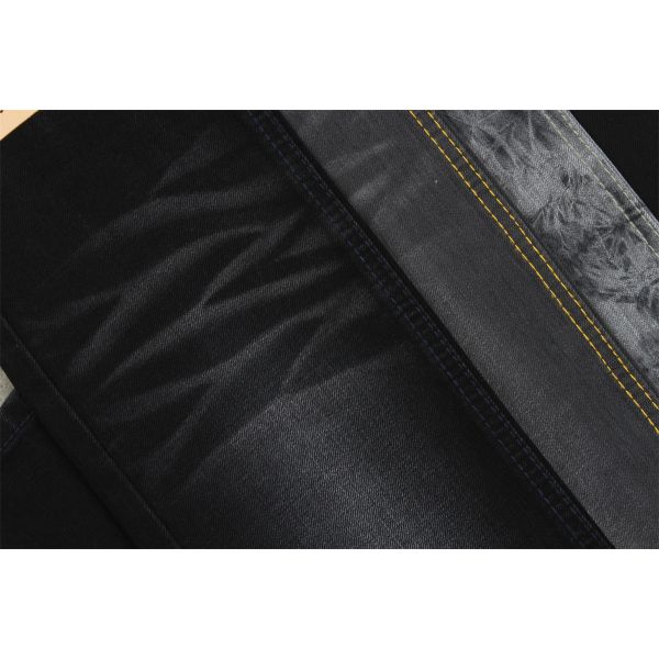 10 Once Black Black Slub Cotton Polyester Spandex Denim Jeans Fabric