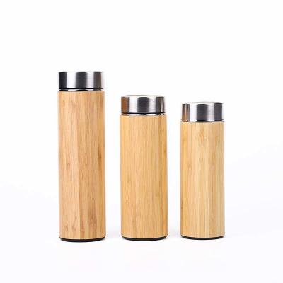 garrafa isolada do chá de 550ml 350ml garrafa de aço inoxidável de bambu com chá Infuser
