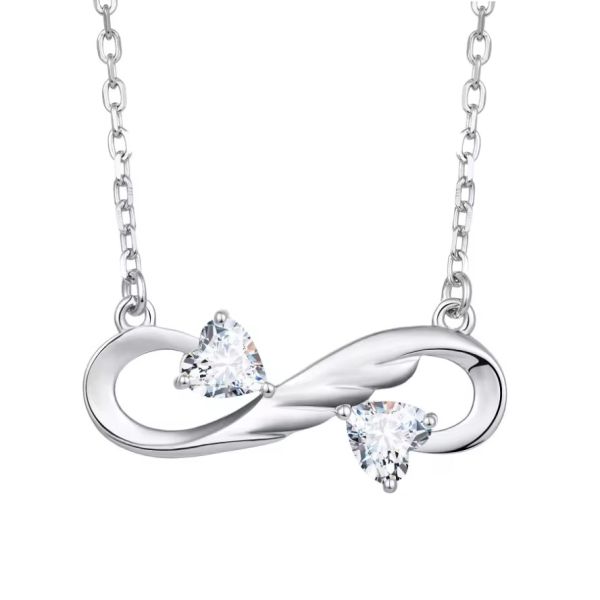 YASVITTI 925 Sterling Silver Infinity Heart Necklace Heart Cubic Zircon Luxury Women Necklace Jewelry