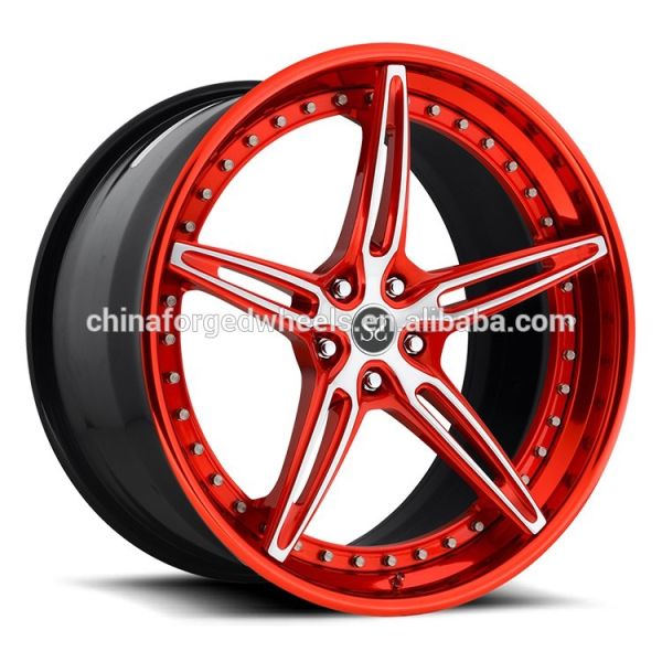 21inch 9.5J personalizou bordas da liga 2-PC para Ferrari 458 Speciale que o preto vermelho do brilho forjou as rodas
