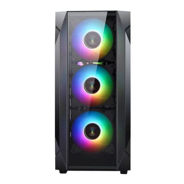 ETEK ATX/Matx Компьютерный корпус Темперное стеклянное панель на боковой и передней поддержки Вентиляторы 2x14cm или 3x12cm на передней поддержки Rad