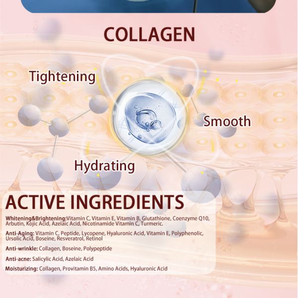 Máscaras faciales de ácido hialurónico de colágeno bio coreano personalizadas para aclarar la piel