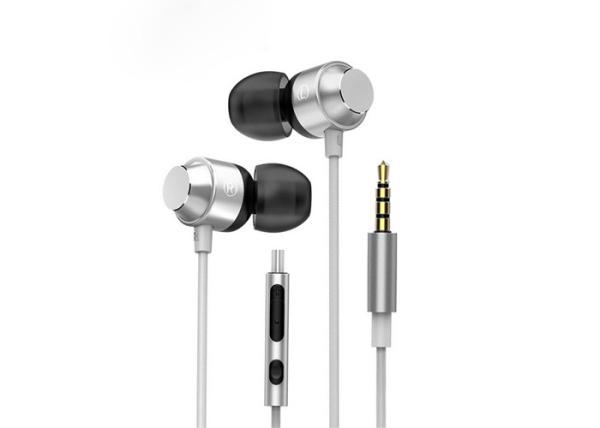 Workout Use Metallic Earbuds With Mic 3 . 5MM StereoPlug 32Ohm Impedance