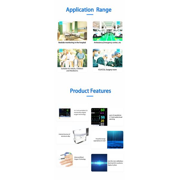ISO13485 FSC Certified Multi Parameter Patient Monitor with 12.1'' TFT Color LCD for Hospital Ward Use