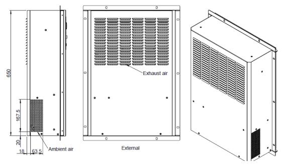 Permutador de calor de alumínio do armário de DC48V 60W/K