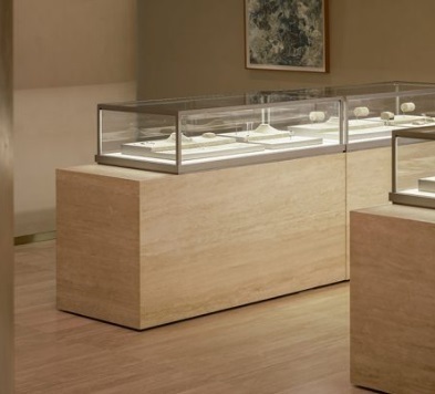 Italian Minimalist Dark Luxury Jewelry Display Case & VIP Lounge Set with LED Lighting High-End Custom Design for Showroom Use