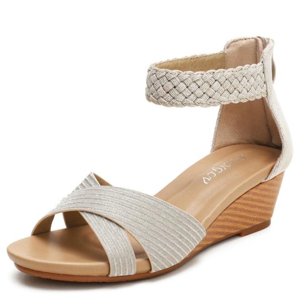 BS113 Sandals Women 2021 New European And American Fashion Summer Ladies Shoes Woven Roman Fashion Wedges Sandals Beach