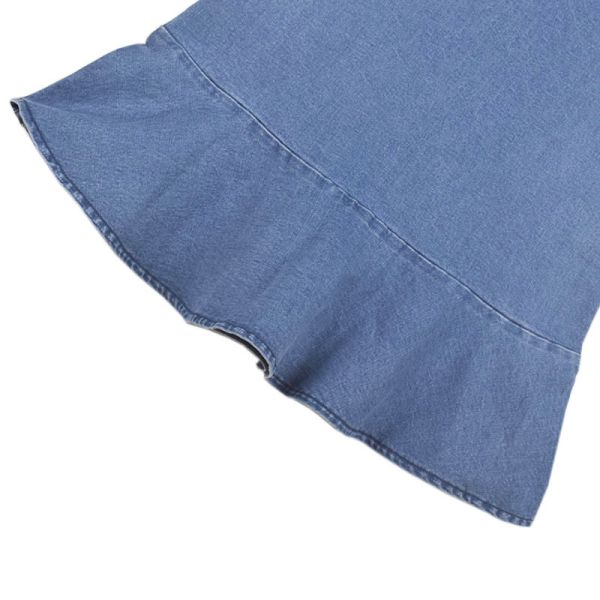 Sleeveless RTS-SKIRT-01 15cm Ladies Denim Dress With Frill