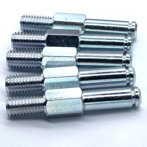 Zinc Plated Steel Stud Bolts CNC Machined Hex Shoulder Pins With Threaded End