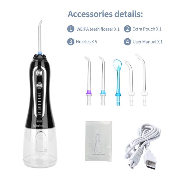 OEM Logo Water Jet Dental Flosser Oral Irrigator IPX7 Waterproof Five Pressure Modes